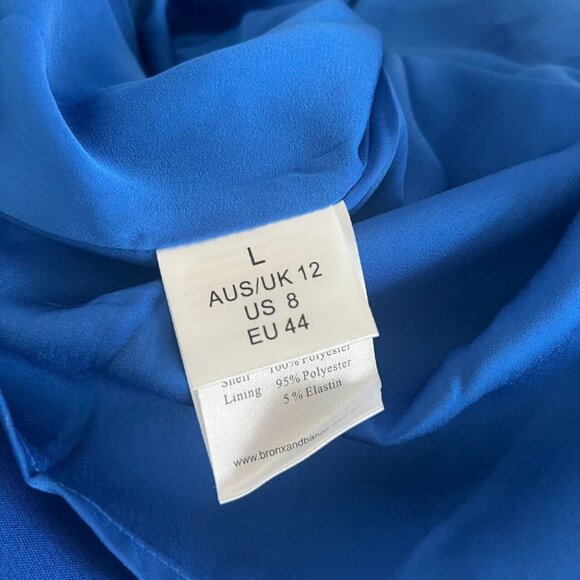 NWT $498 BRONX & BANCO Blue & White Floral Embroidered Mesh Cocktail Dress L 8 - Picture 6 of 12